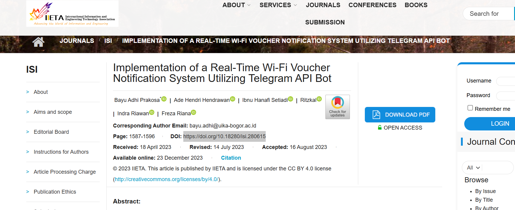 Implementation of a Real-Time Wi-Fi Voucher Notification System Utilizing Telegram API Bot